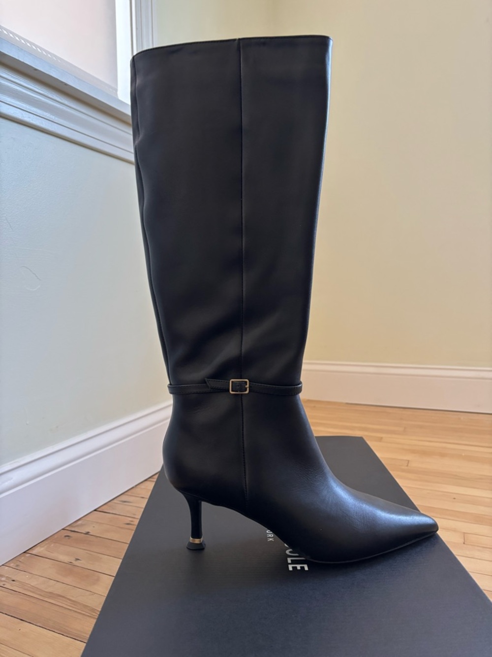 NIB Kenneth Cole New York "Utah" Black Leather Knee-High Boots - Size 8.5 - - Picture 4 of 4